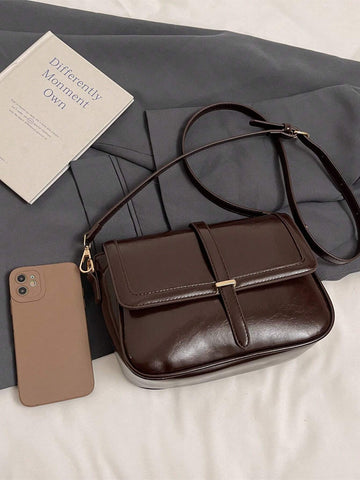 Lightweight,Business Casual Vintage Design Flap Square Bag