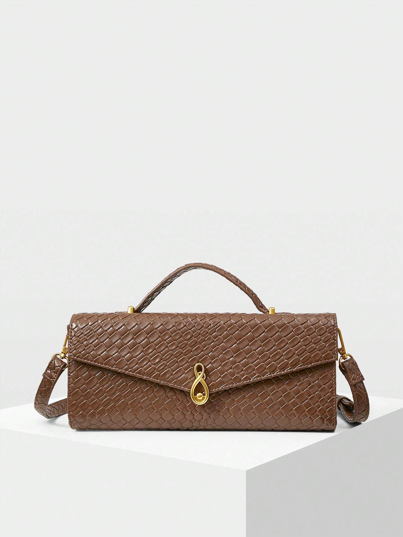 MOTF PREMIUM TEXTURED SQUARE TOP HANDLE BAG shein