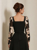 Rosie Delicate Romantic French Style Floral Embroidery Puff Sleeve Cropped Top shein