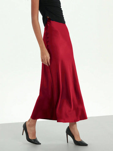 Women's Fashion Casual Stretch Silk Satin Texture Satin Skirt