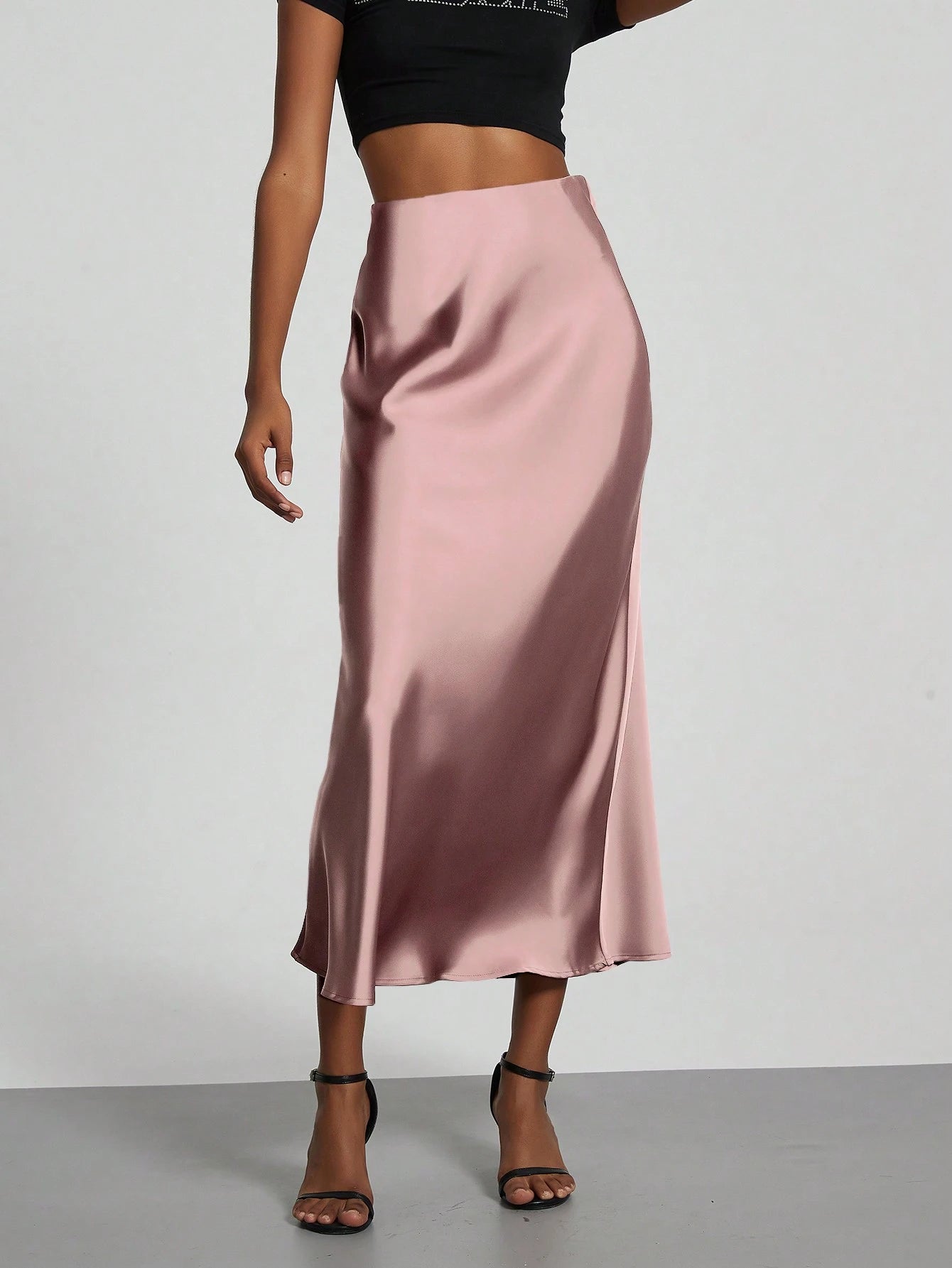 Women's Fashion Casual Stretch Silk Satin Texture Satin Skirt