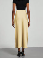 Women's Fashion Casual Stretch Silk Satin Texture Satin Skirt shein