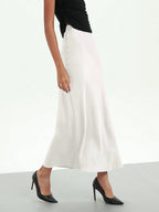 Women's Fashion Casual Stretch Silk Satin Texture Satin Skirt shein