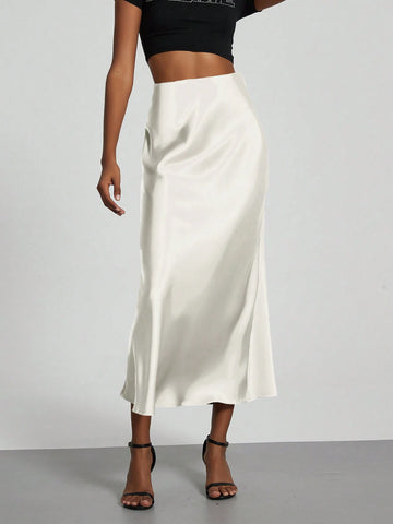 Women's Fashion Casual Stretch Silk Satin Texture Satin Skirt