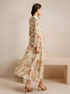 Women's Floral Print Vacation Style Long Sleeve Dress shein
