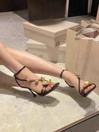 New Arrival Crystal Embellished Floral Thong Sandals With Buckle Strap shein