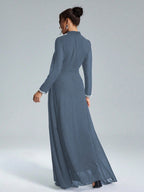 Coutiva Sequin Pearl Cuff Elegant Formal Long Sleeve Dress shein