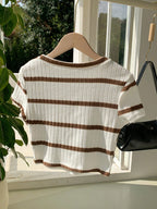 Women's Ribbed Ribbed Crew Neck T-Shirt shein