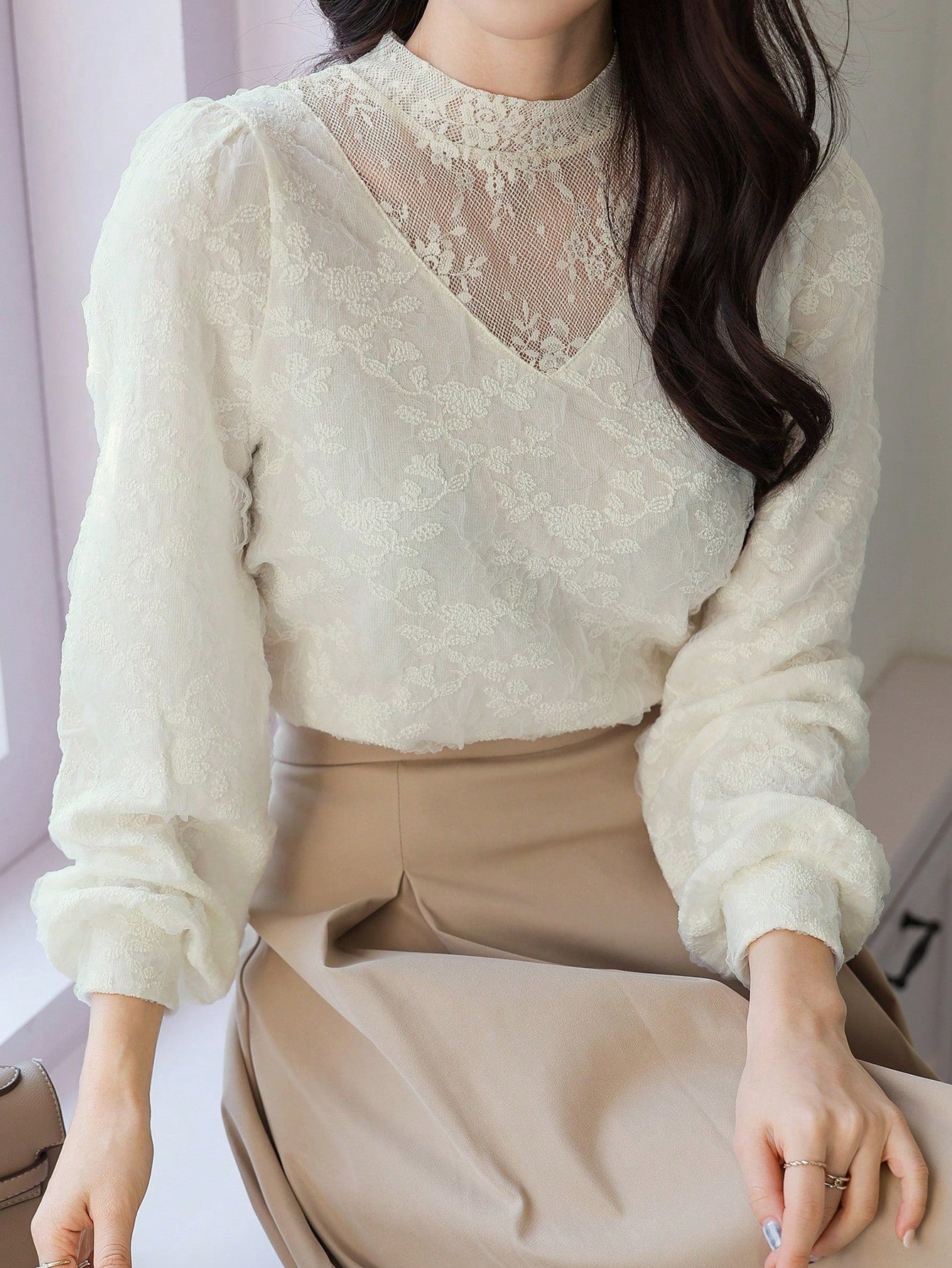 DAZY Women Mesh Patchwork Pullover T-Shirt