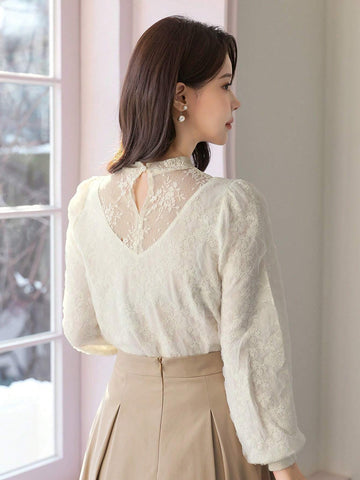 DAZY Women Mesh Patchwork Pullover T-Shirt