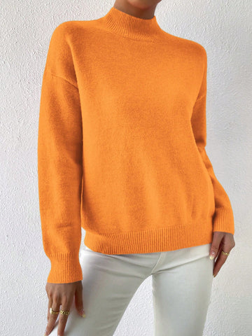 Frenchy Women's Crew Neck Long Sleeve Simple Knitted Sweater