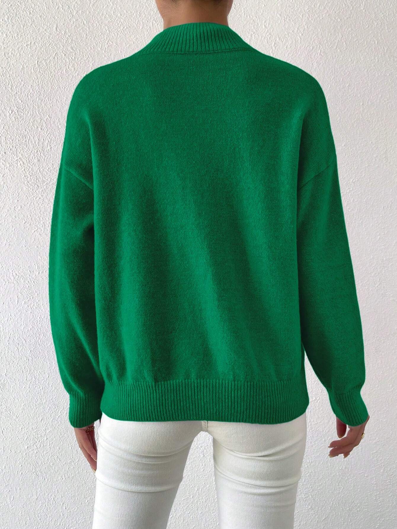Frenchy Women's Crew Neck Long Sleeve Simple Knitted Sweater shein