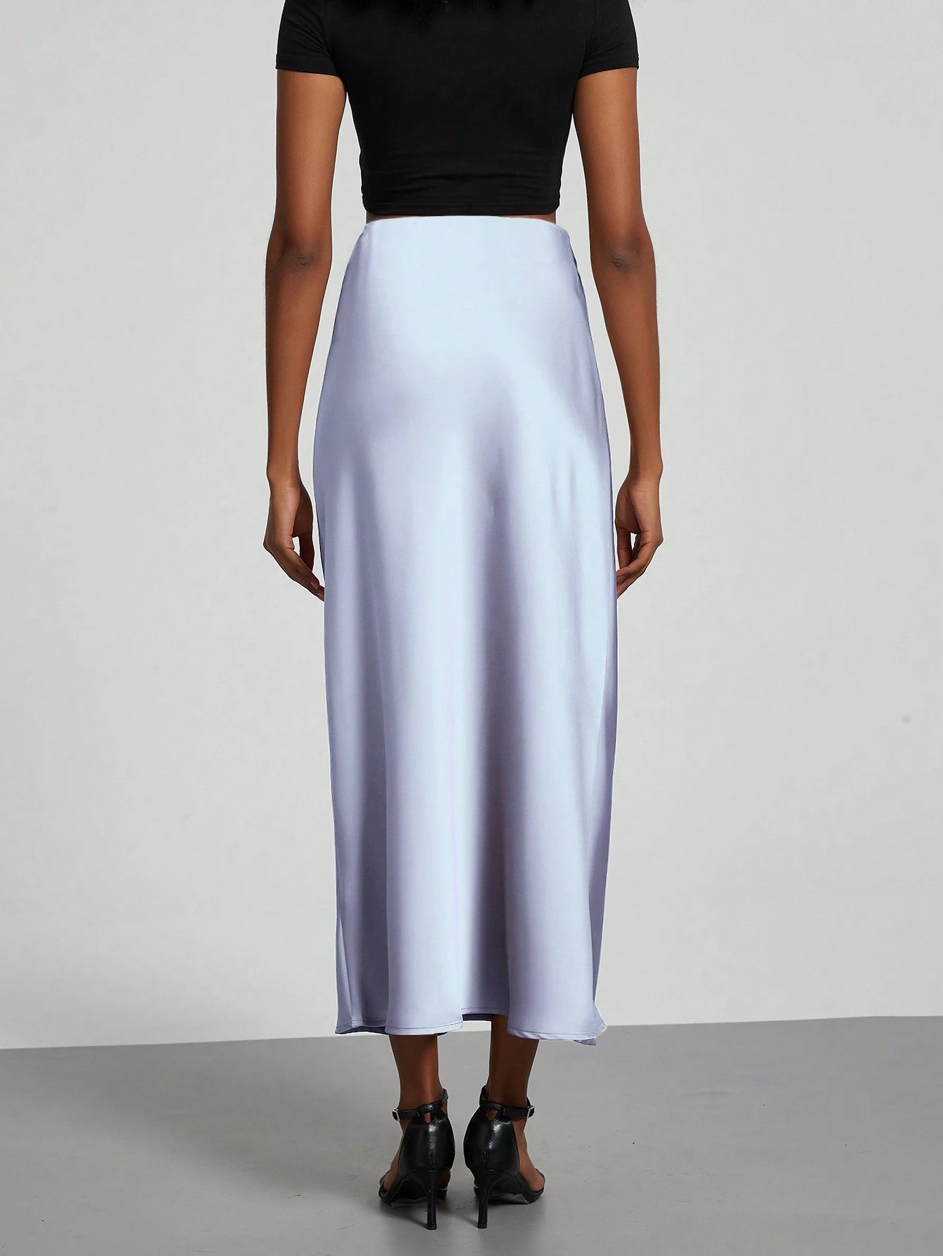 Women's Fashion Casual Stretch Silk Satin Texture Satin Skirt shein