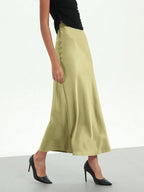 Women's Fashion Casual Stretch Silk Satin Texture Satin Skirt shein
