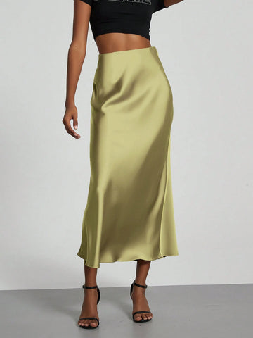 Women's Fashion Casual Stretch Silk Satin Texture Satin Skirt