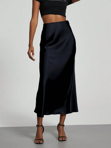 Women's Fashion Casual Stretch Silk Satin Texture Satin Skirt