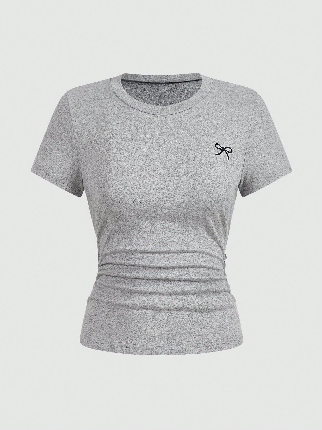 INAWLY Women Solid Color Short Sleeve T-Shirt shein