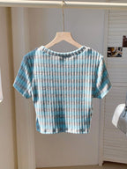 Women's Ribbed Ribbed Crew Neck T-Shirt shein