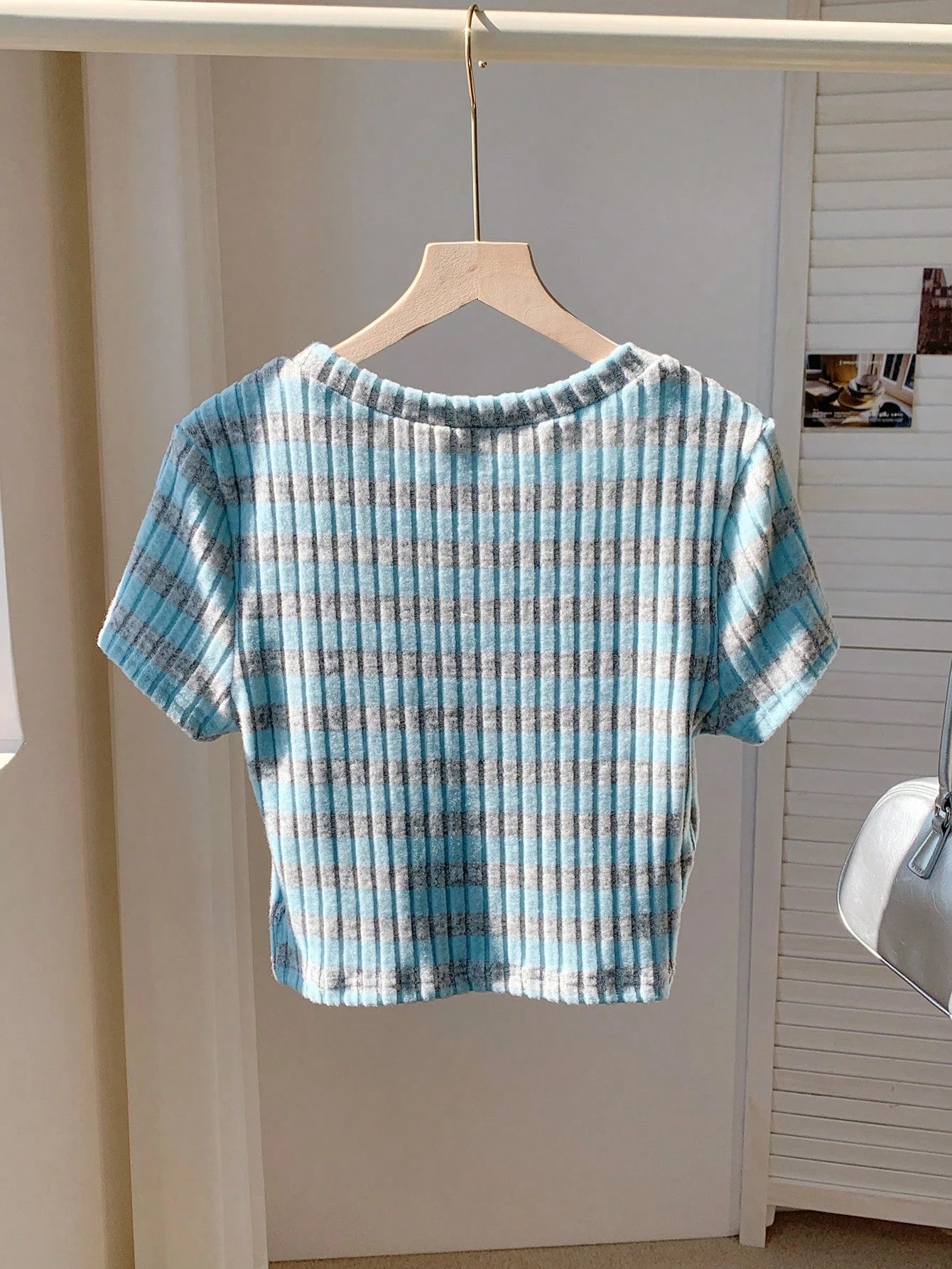 Women's Ribbed Ribbed Crew Neck T-Shirt shein