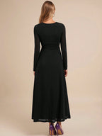 Women's Elegant Square Neck Long Sleeve A-Line Purple Party Dress shein