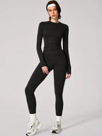 Set Women Simple Solid Color Sports Top And Pants Base Set Yoga Daily shein