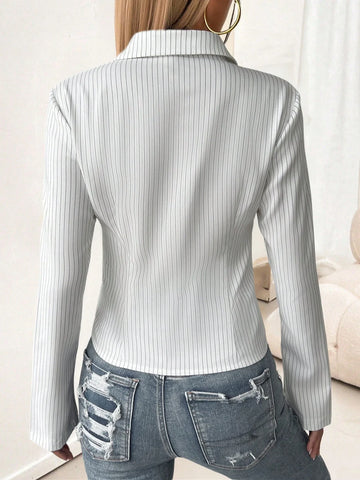 Women's Striped Print Simple Daily Long Sleeve Blouse