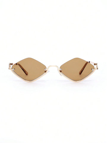 1pc Women's Half-Frame Square Metal Fashion Glasses