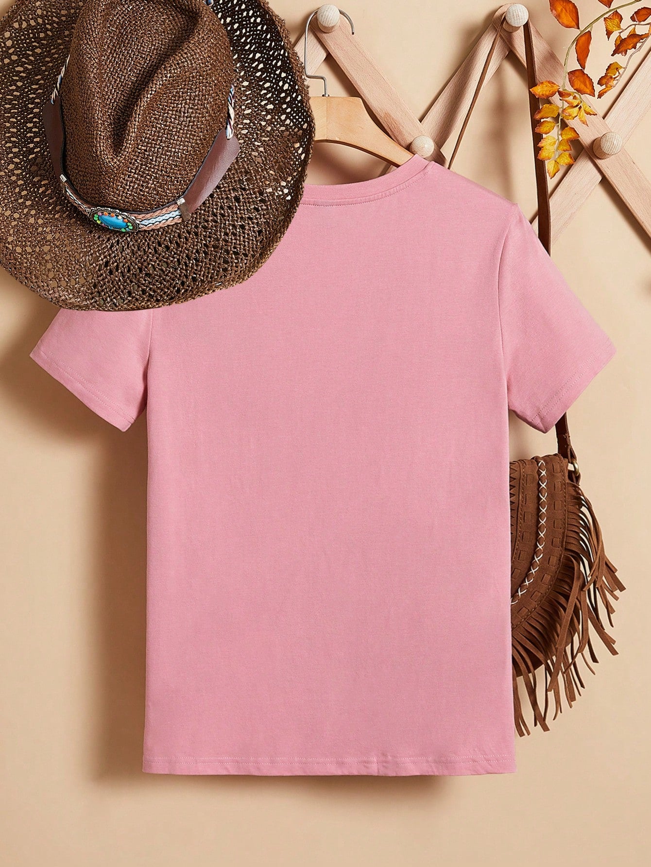 EMERY ROSE Casual Heart-Shaped Patterned Round Neck Women's Short Sleeve T-Shirt shein