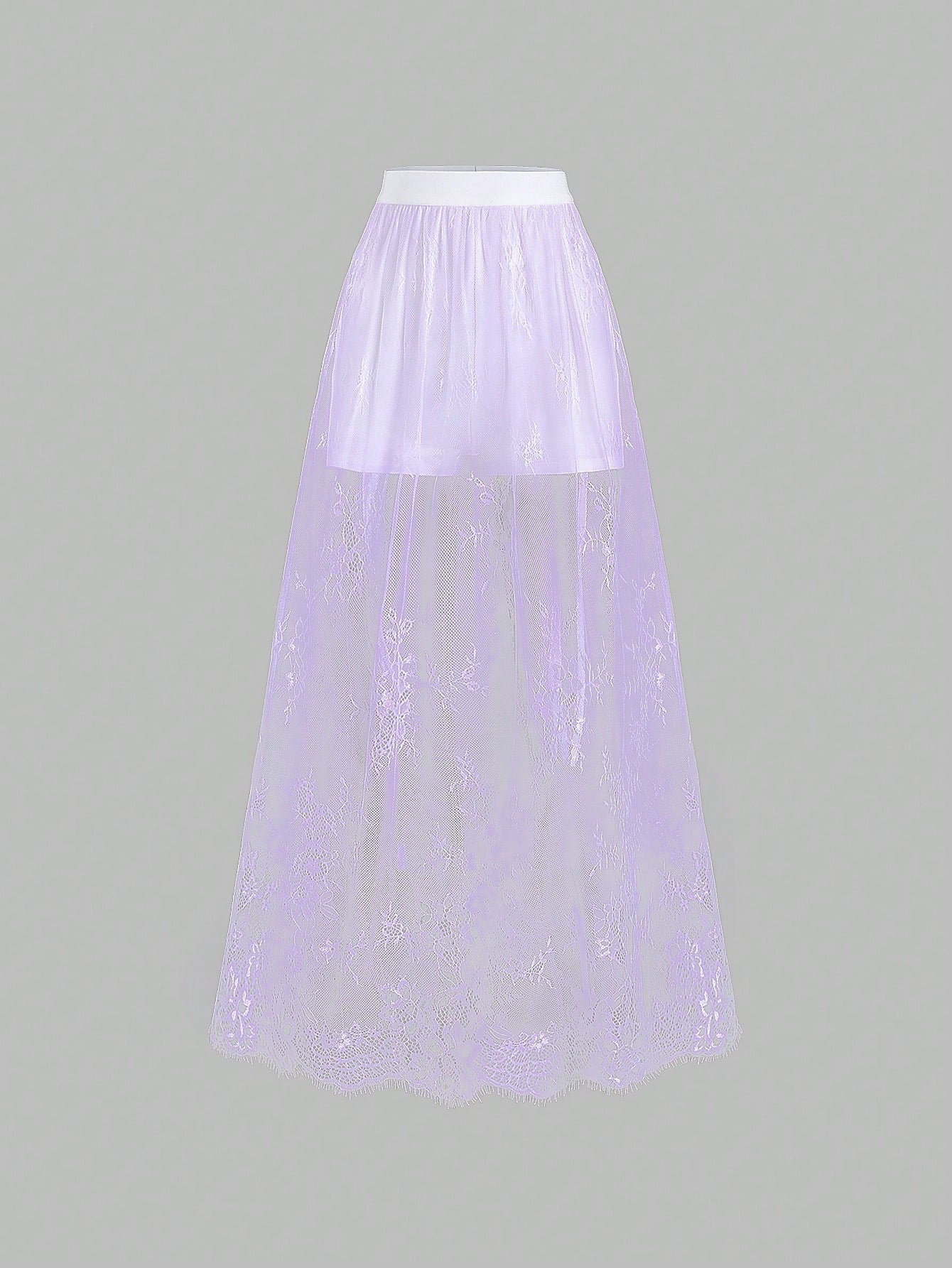 Clasi Elastic Waist Lace Skirt Maxi Women Outfit