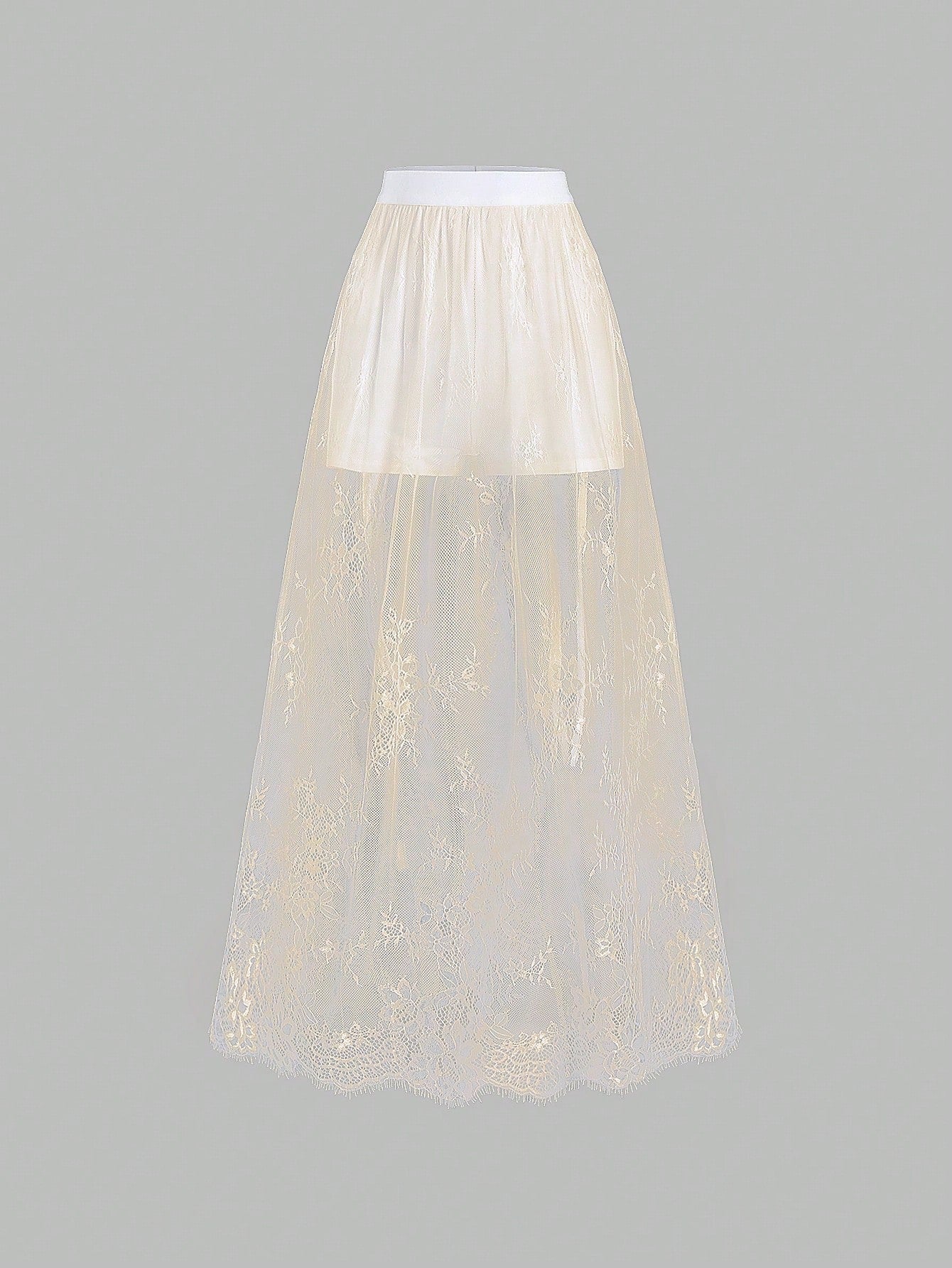 Clasi Elastic Waist Lace Skirt Maxi Women Outfit