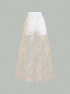 Clasi Elastic Waist Lace Skirt Maxi Women Outfit shein