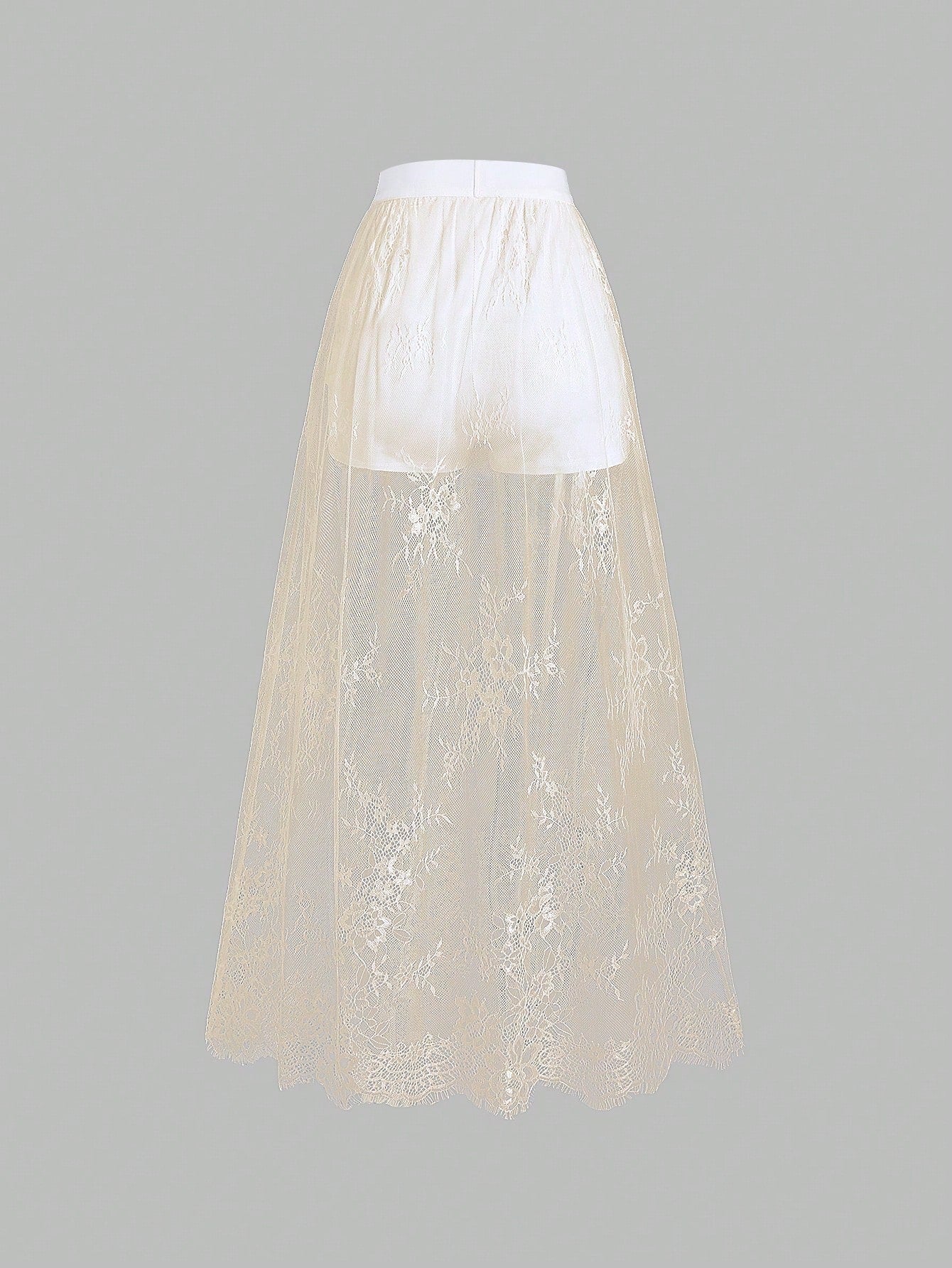 Clasi Elastic Waist Lace Skirt Maxi Women Outfit shein