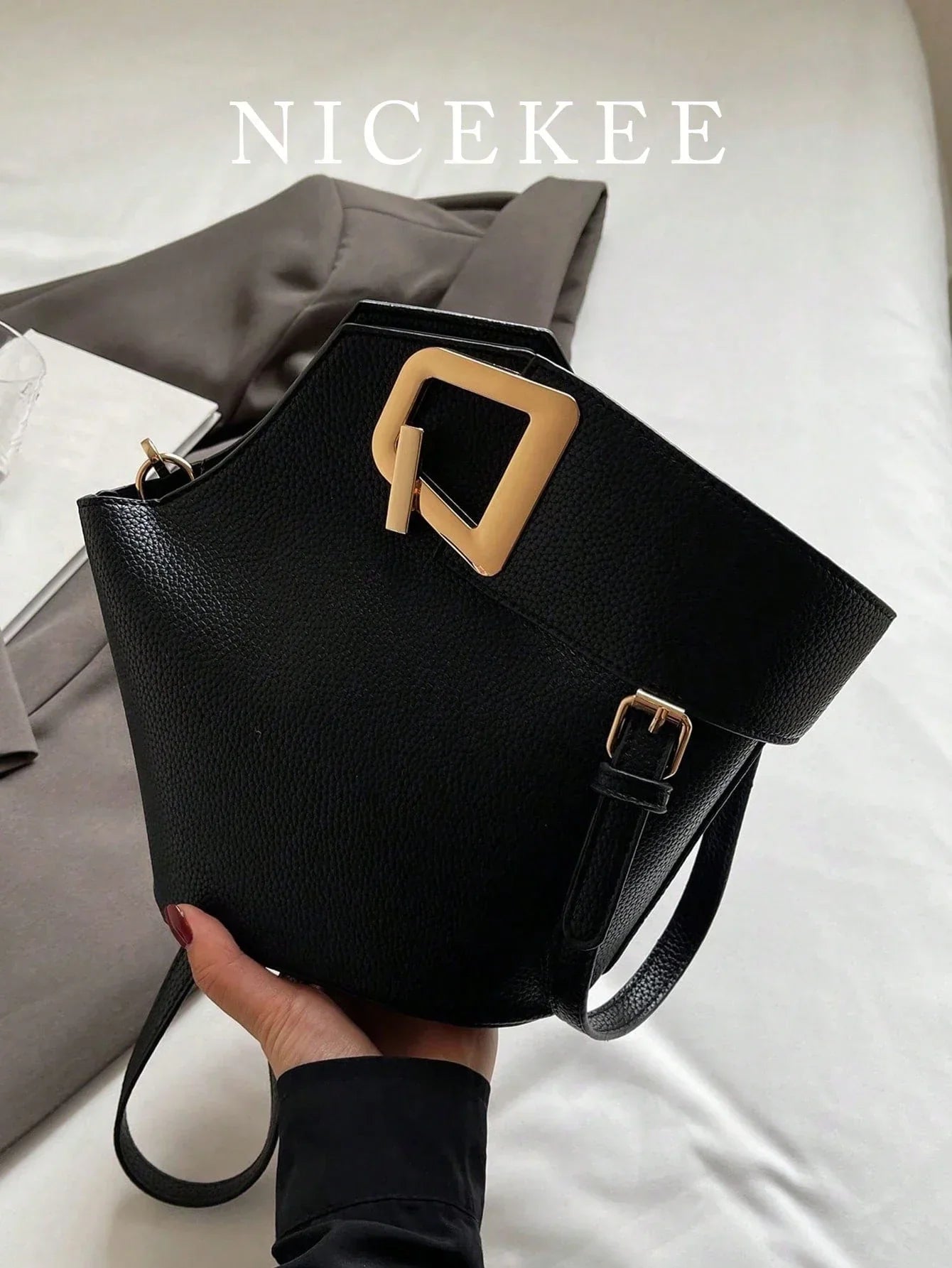 High Sense Bag Color Matching Handbag Cross-Body Bucket Bag shein