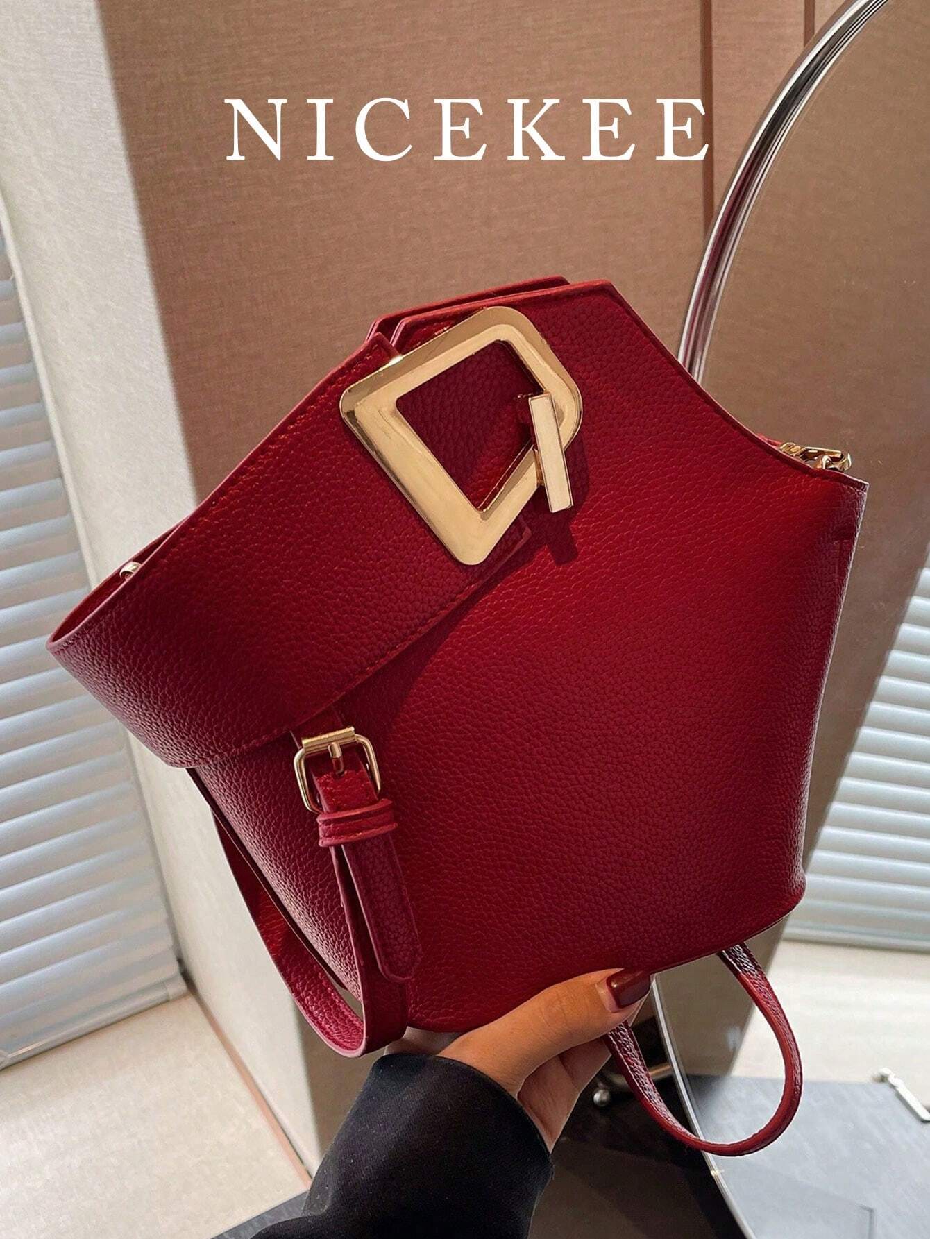 High Sense Bag Color Matching Handbag Cross-Body Bucket Bag shein