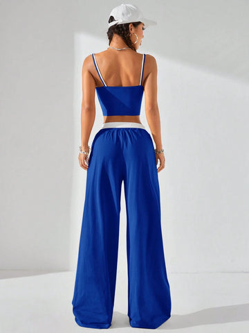 Coolane Women's Summer Casual Sport Knit Two Fake Pieces Tank Tops & Sweatpants