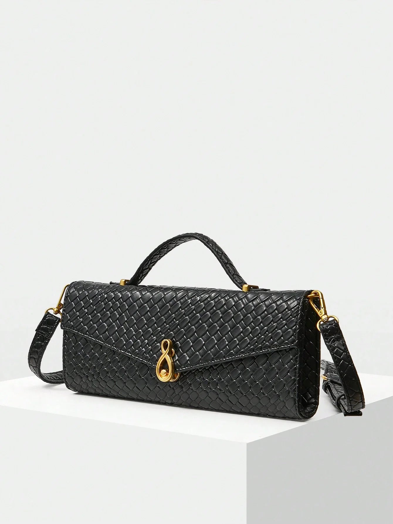 MOTF PREMIUM TEXTURED SQUARE TOP HANDLE BAG shein