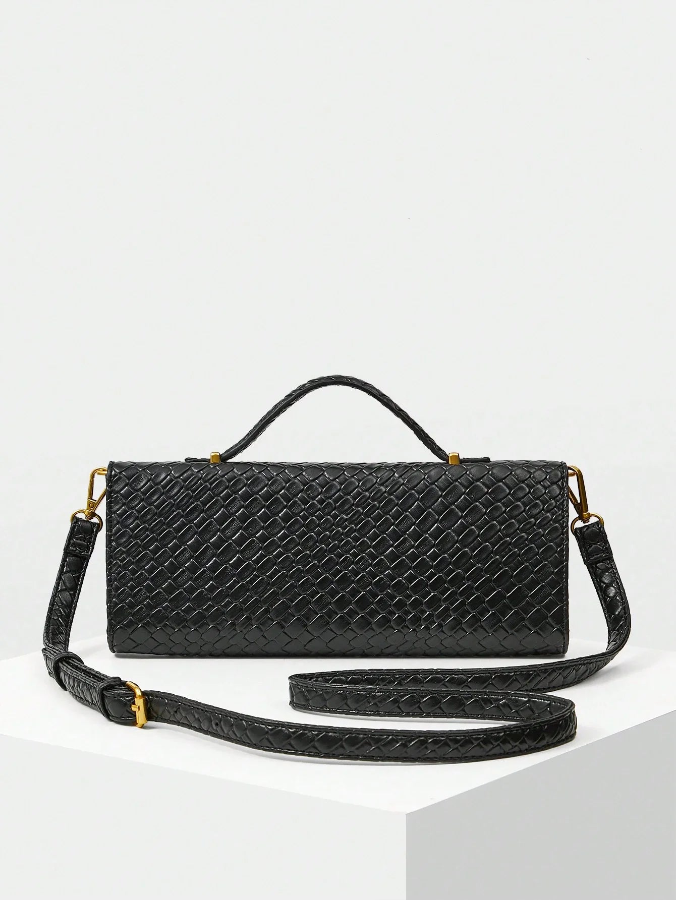 MOTF PREMIUM TEXTURED SQUARE TOP HANDLE BAG shein