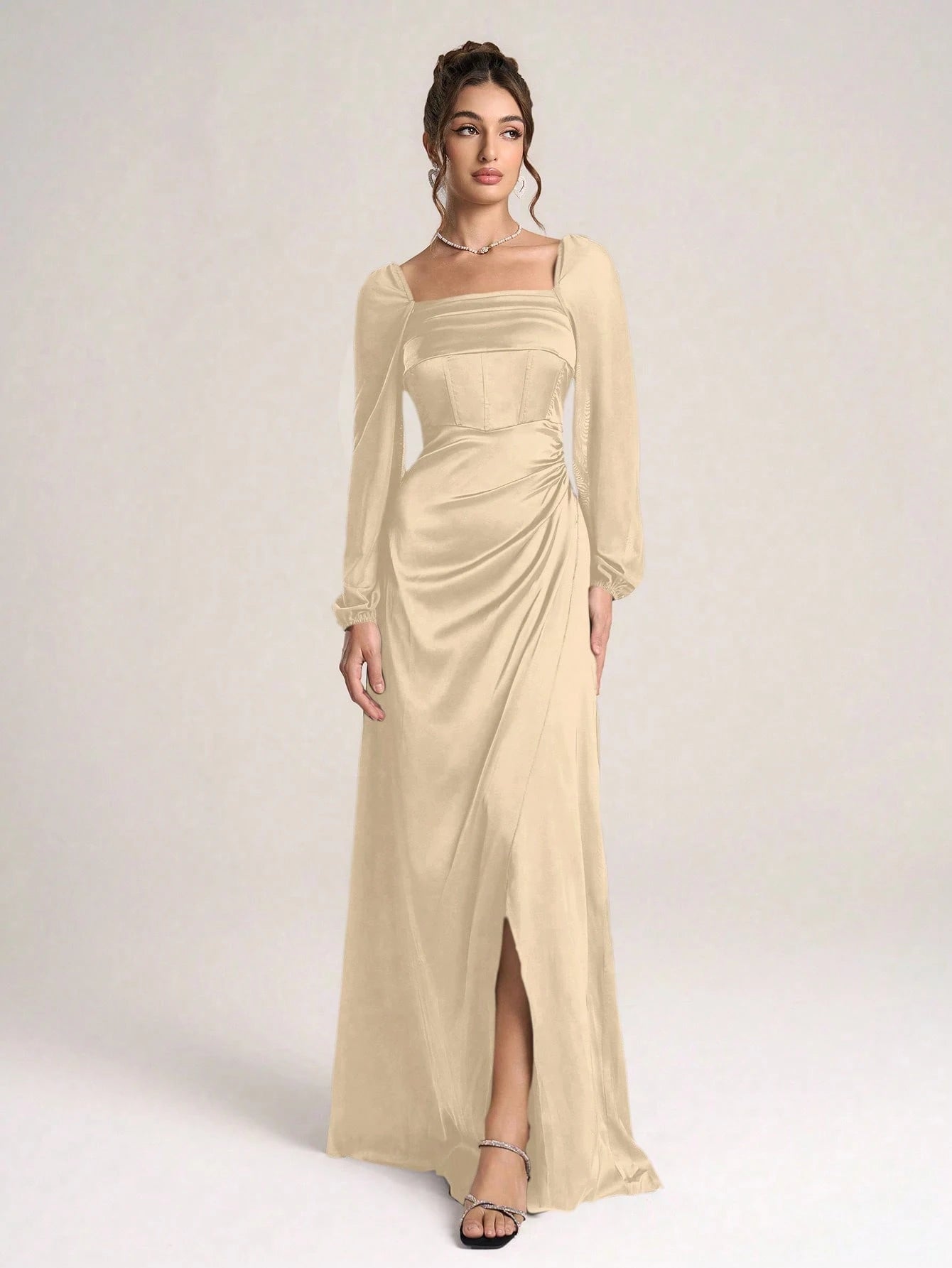 Women's Minimalist And Fashionable Long Sleeve Cocktail Dress