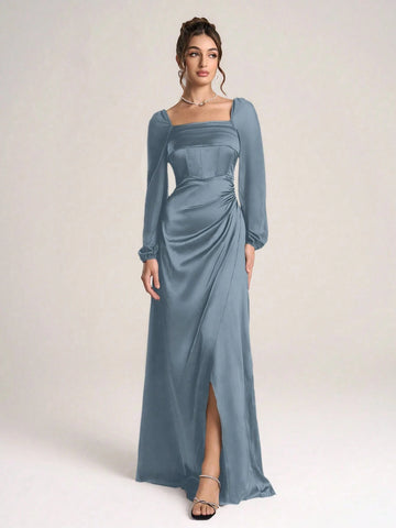 Women's Minimalist And Fashionable Long Sleeve Cocktail Dress
