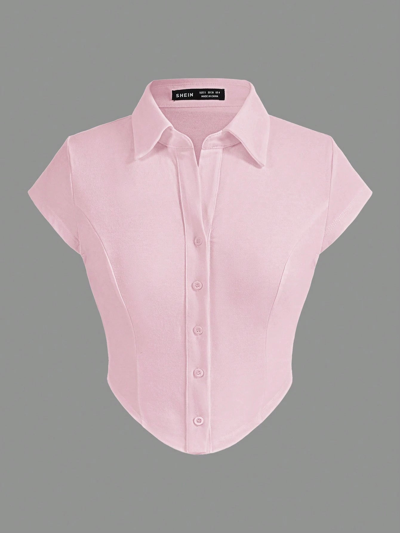 EZwear Knitted Collar & Open Front T-Shirt shein