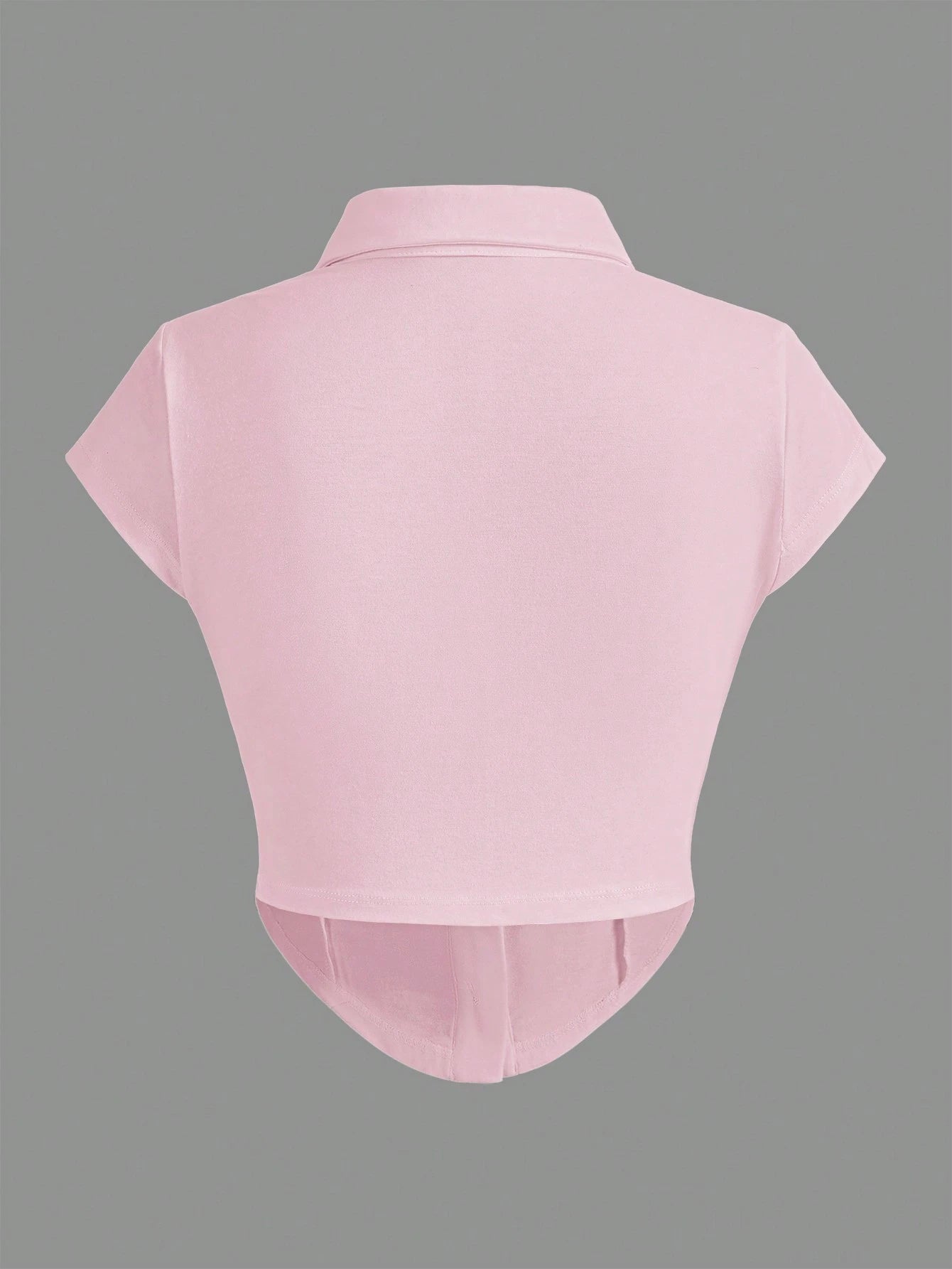 EZwear Knitted Collar & Open Front T-Shirt shein