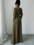 Firerie Women's Elegant Stacked Collar Shirt Top And Wide Leg Trousers shein