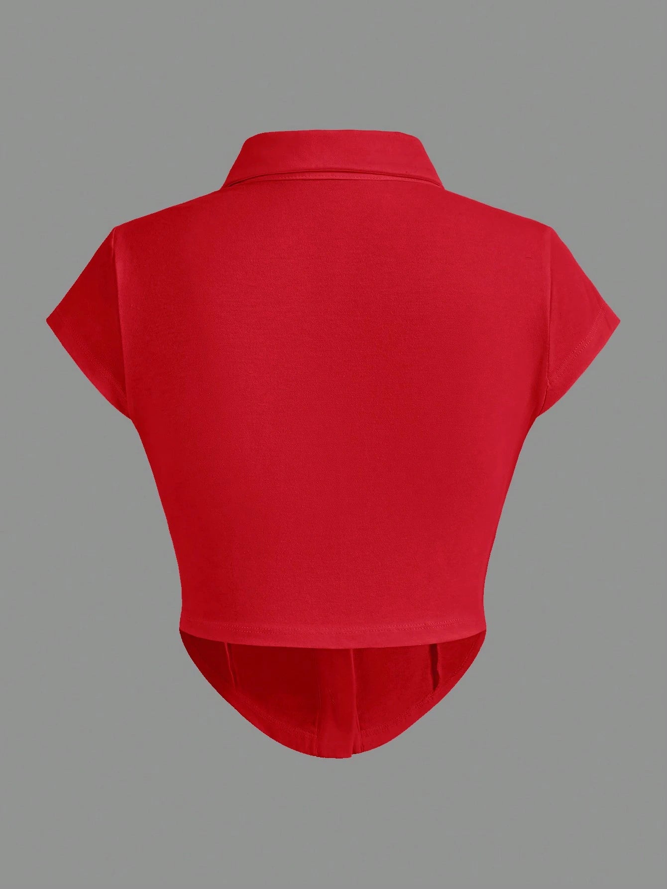 EZwear Knitted Collar & Open Front T-Shirt shein