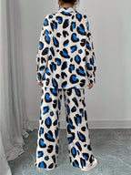 Women Casual Leopard Print Shirt And Pants Set shein
