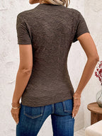 Clasi Houndstooth Print Short Sleeve Knit T-Shirt shein