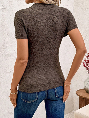 Clasi Houndstooth Print Short Sleeve Knit T-Shirt