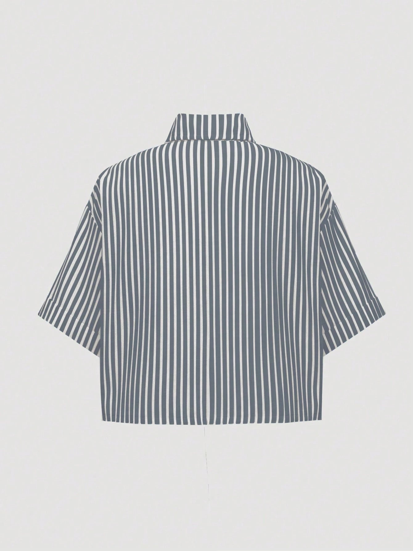 MOOSTA Striped Cropped Relaxed Casual Women Oversized Cuffed Sleeve Blouse shein