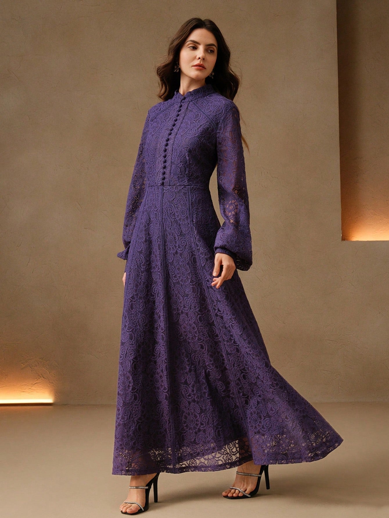 Anewsta Women's Long Sleeve Lace Dress shein