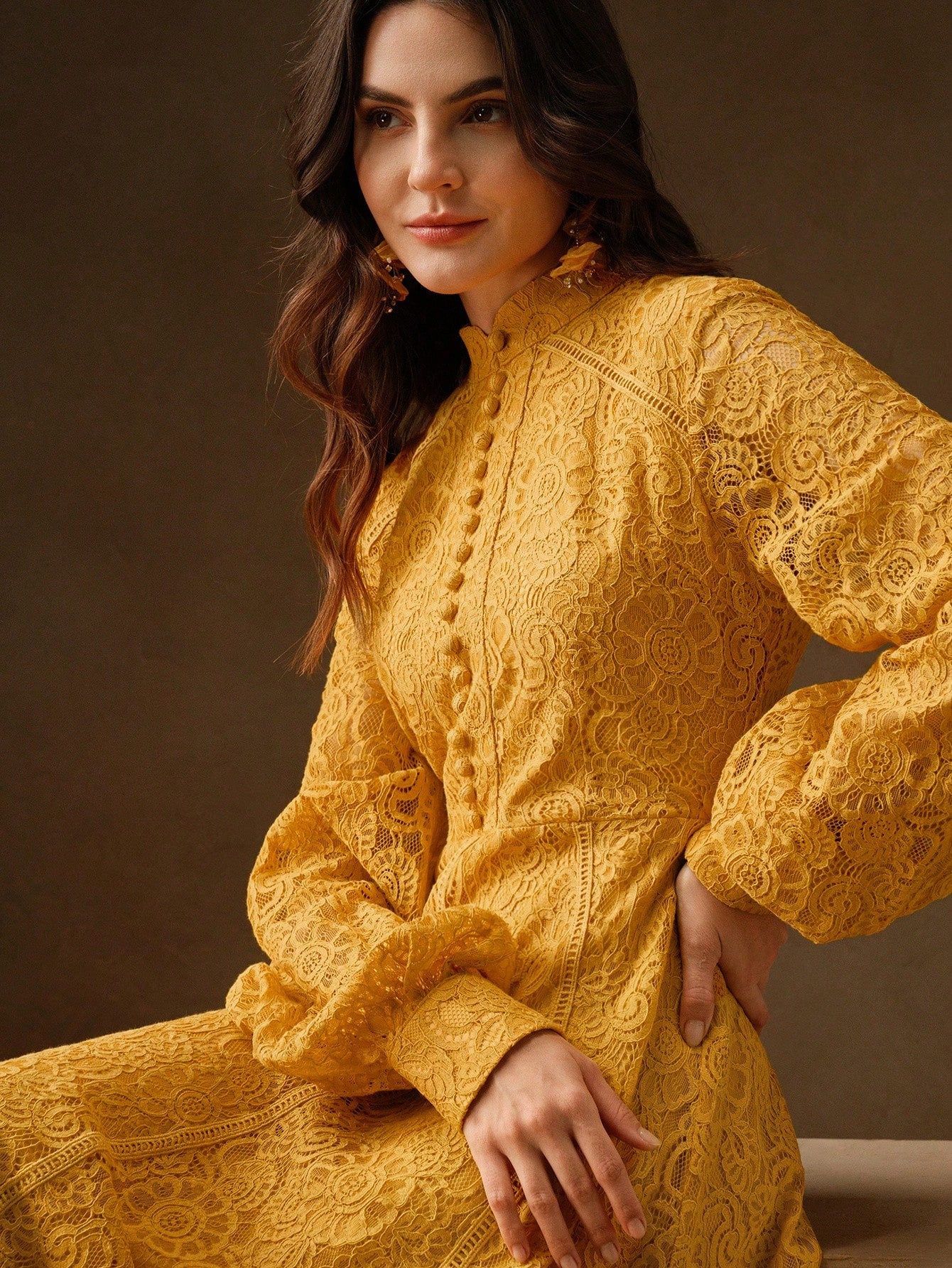 Anewsta Women's Long Sleeve Lace Dress shein