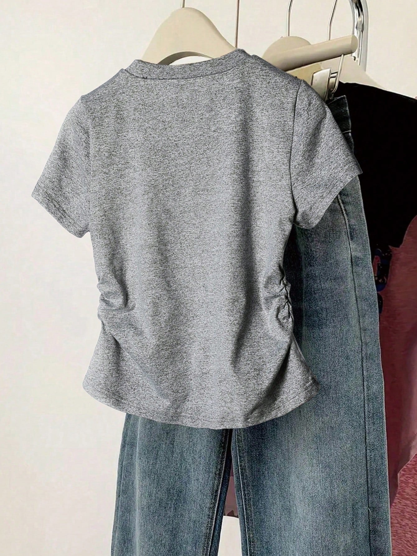 INAWLY Women Solid Color Short Sleeve T-Shirt shein